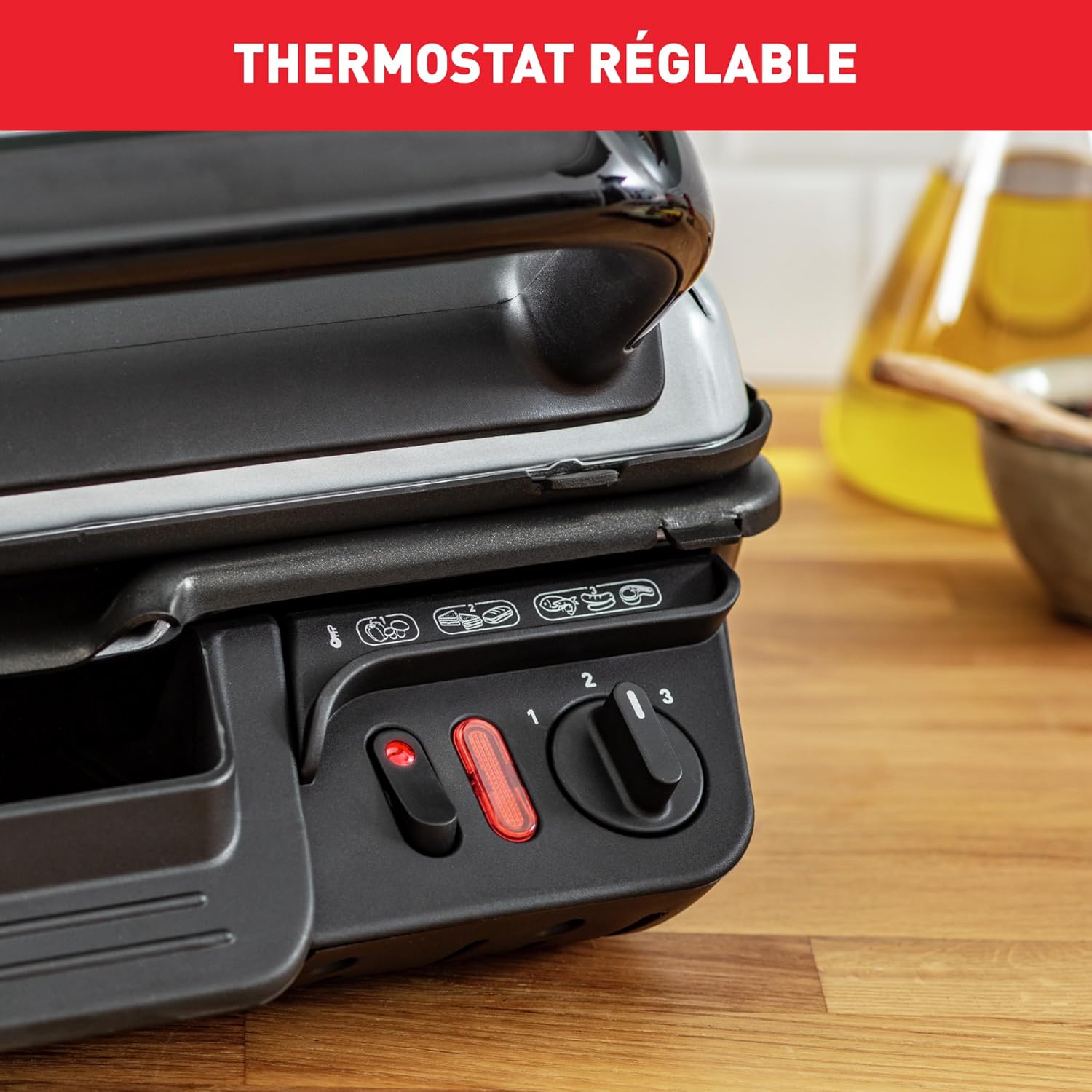 Tefal - Ultra Compact série - grill électrique 2000W, plaques lave-vaisselle, bac récupérateur jus - GC305012