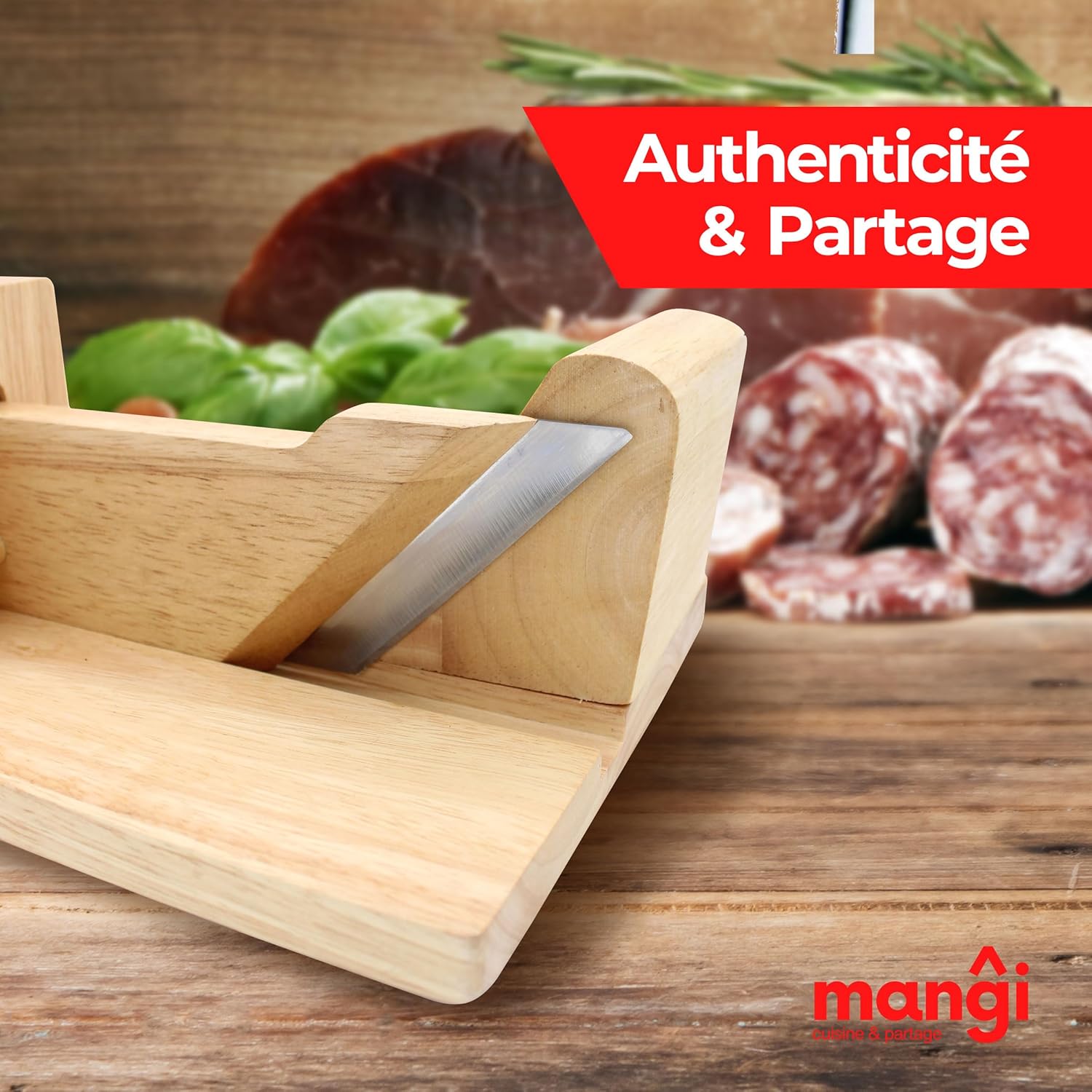 Mangi - trancheuse à saucisson bois éco-responsable - idéale apéro