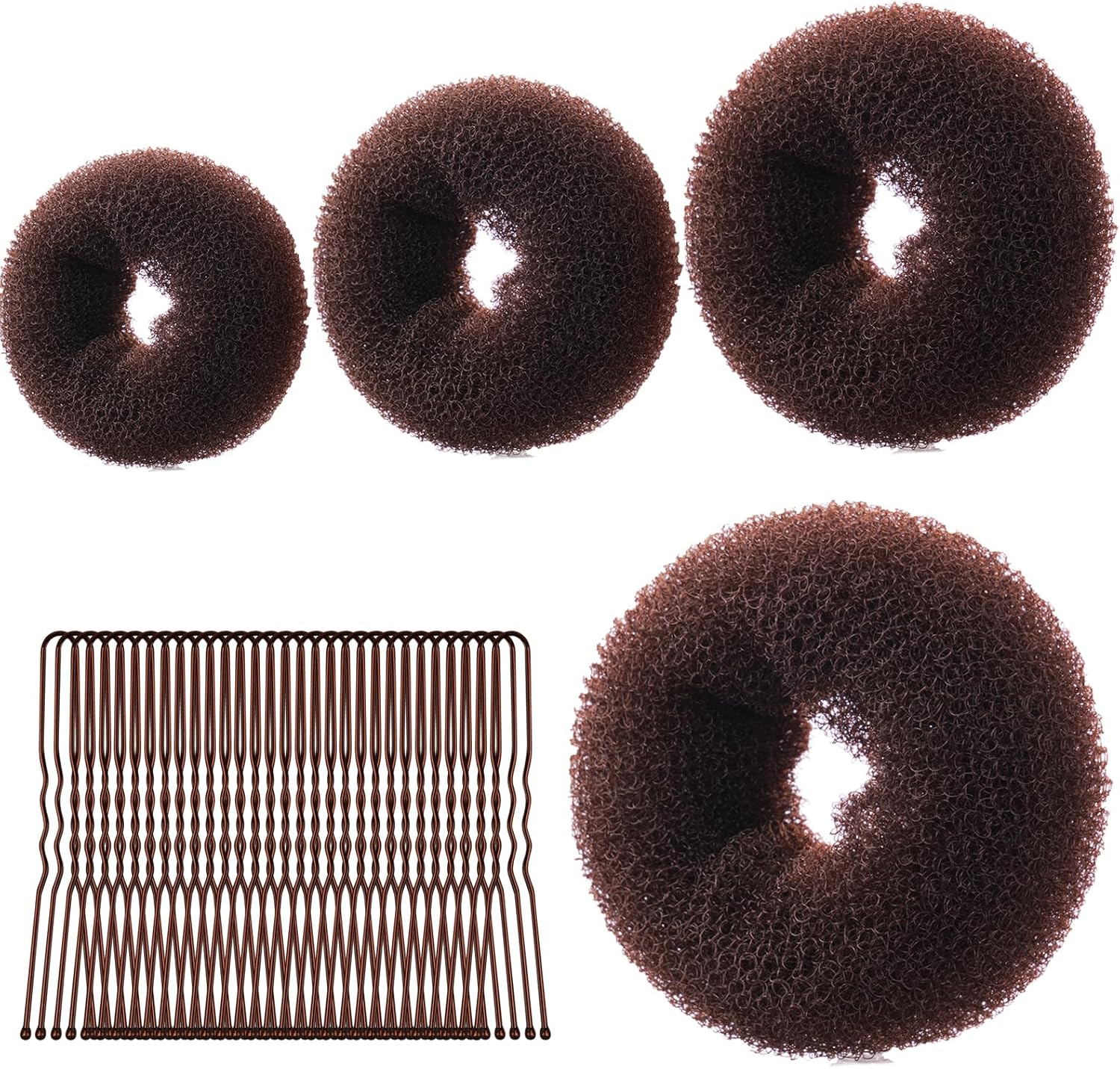 URAQT - chignon machine à pain - 6/8/10/12cm - 4 donuts chignons, 30 épingles