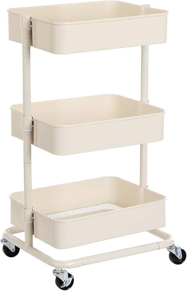 SONGMICS - chariot 3 niveaux - tablette réglable, freins, BSC60WT
