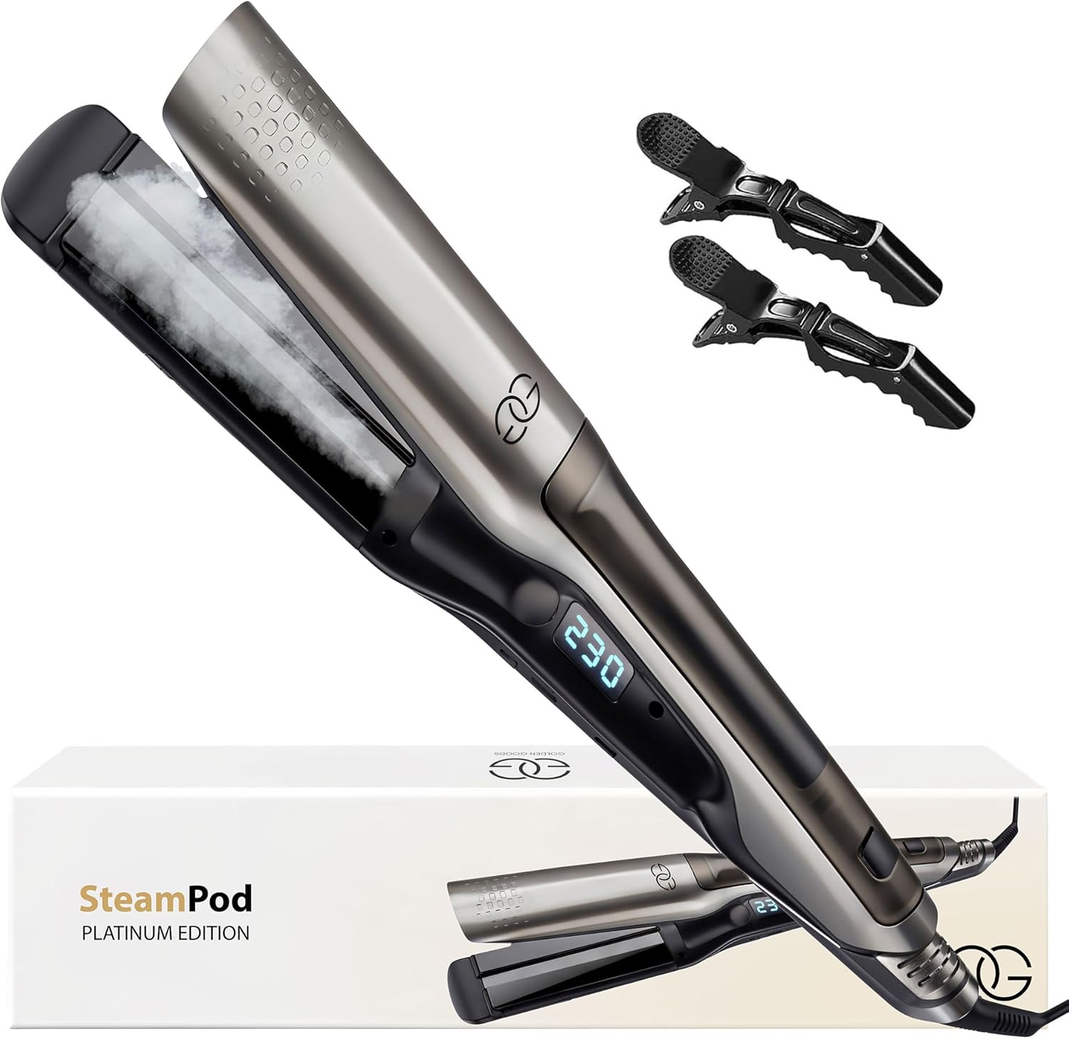 Golden Goods - Steampod Pro - 230°C - Lisseur vapeur céramique, 10 réglages, ionique