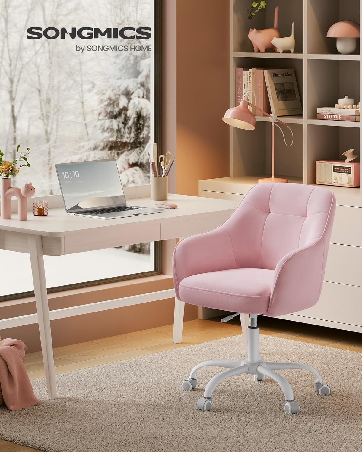 SONGMICS - fauteuil ergonomique velours, cadre acier, réglable, 110kg, OBG019P02