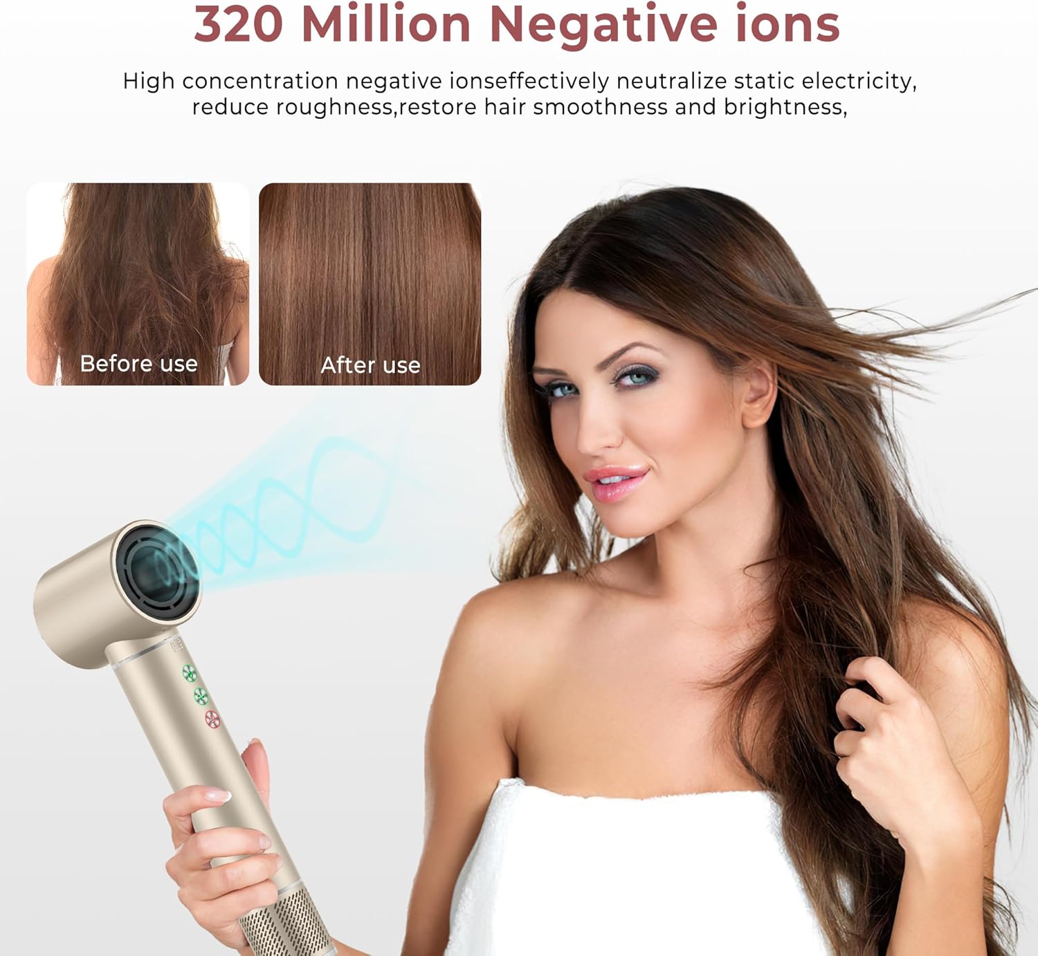 Brosse soufflante 7 en 1 - 1300W, 20m/s, 110000 tr/min, Air Styler Pro