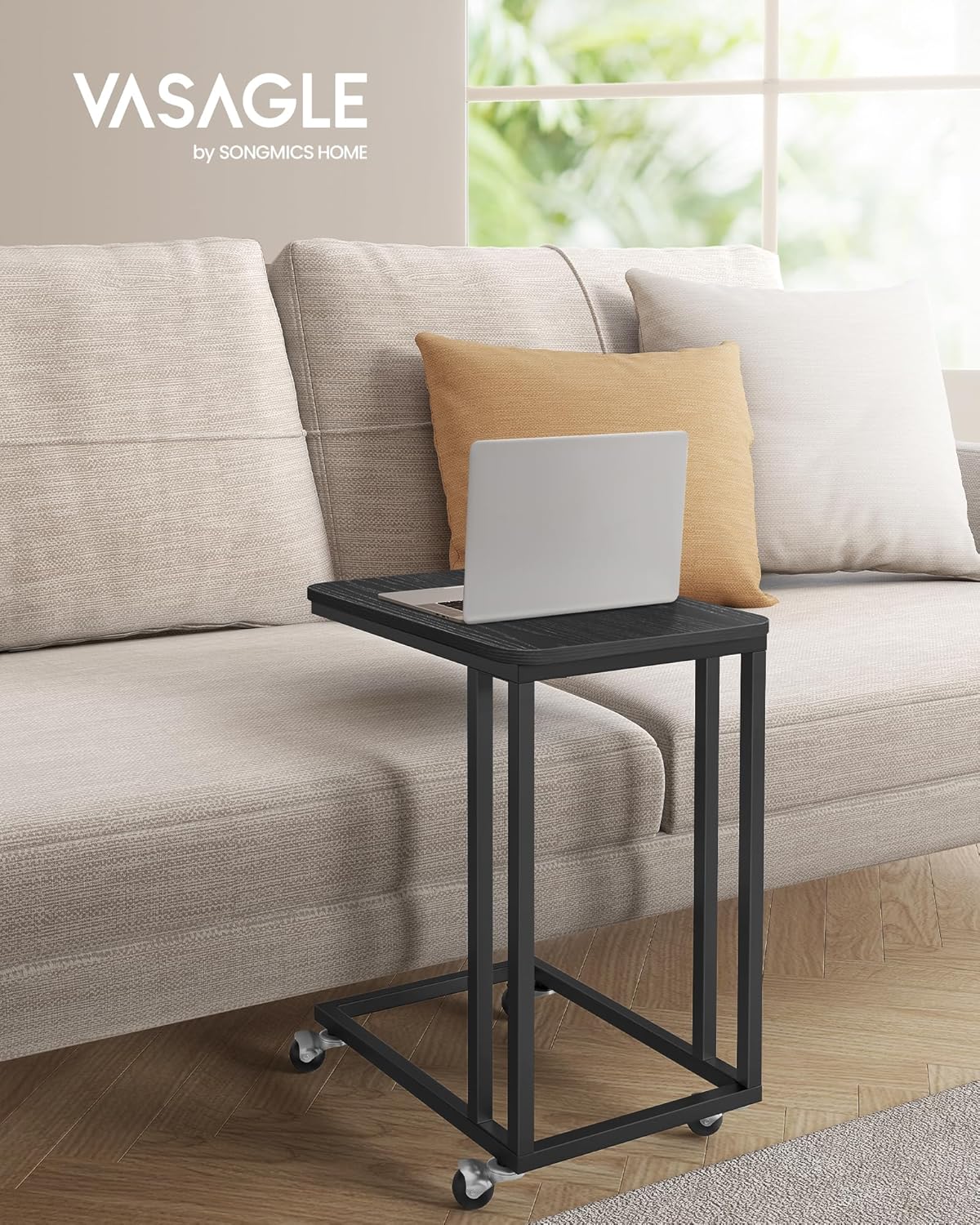 VASAGLE - Table d’Appoint Moderne - acier, roulettes, montage facile - LNT050B56