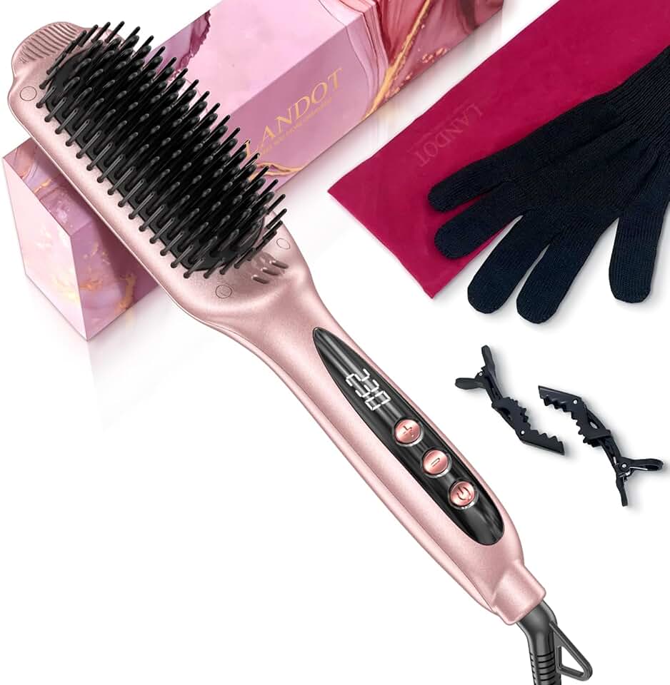 LANDOT - Brosse lissante ionique 2en1 - céramique, 120-230°, antistatique