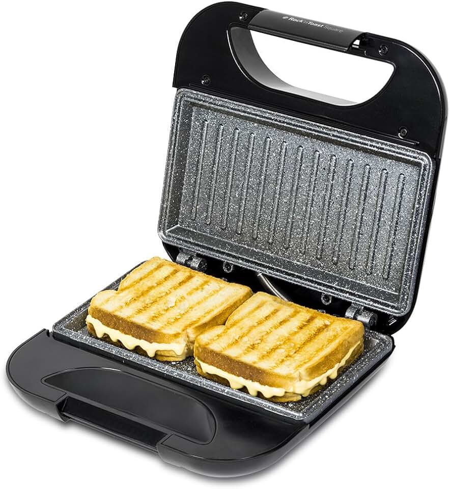 Cecotec - Rock'n Toast Sandwich Squared - 2 sandwiches - grill, antiadhésif, poignée froide, 750W
