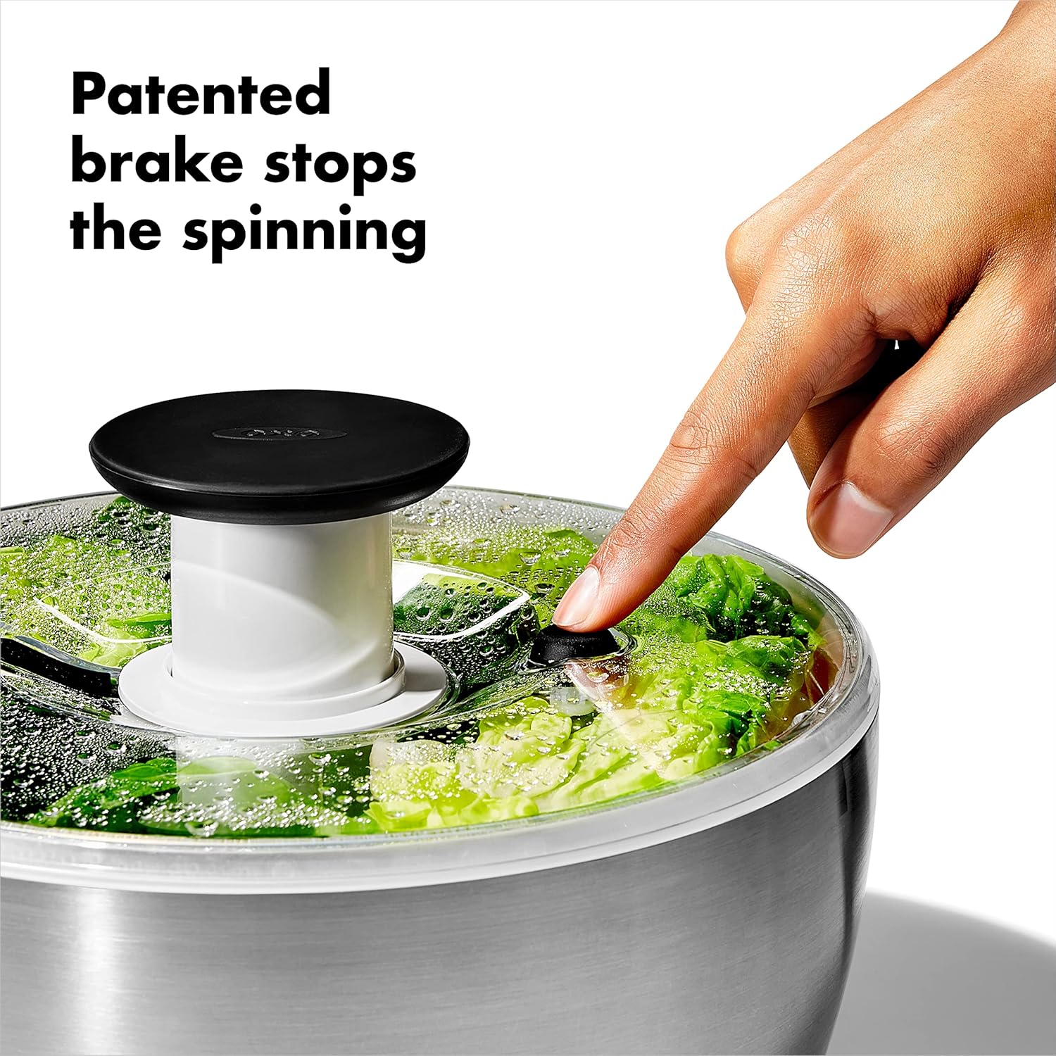 Oxo - Essoreuse à salade inox - grande capacité, poignée antidérapante - 1071497