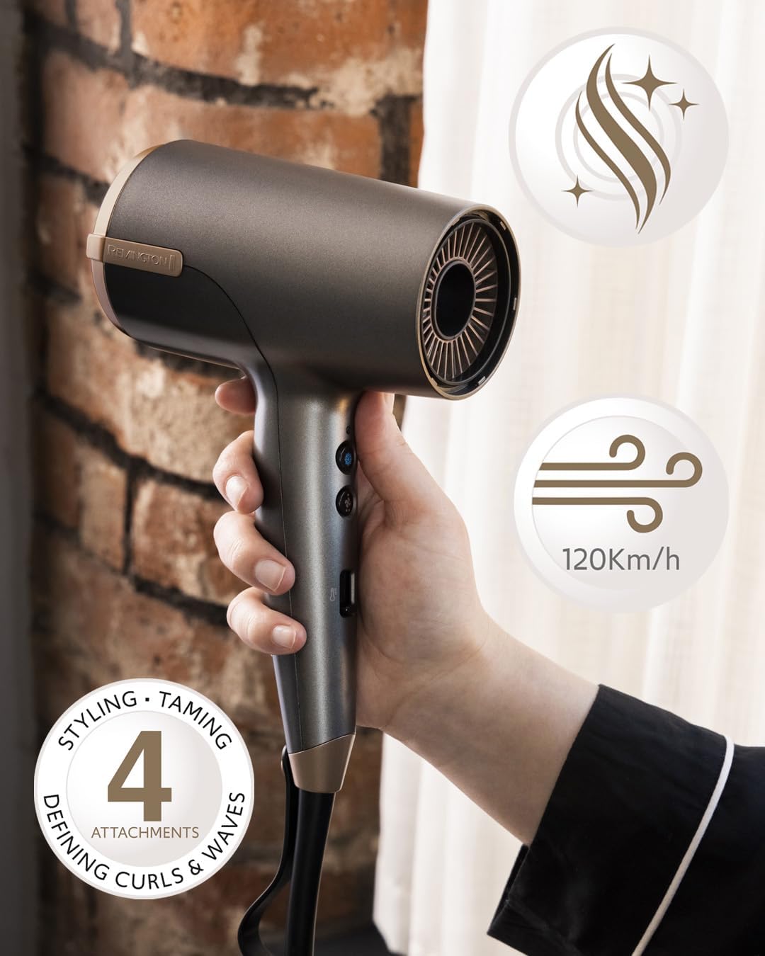 Remington - ONE Dry&Style - sèche-cheveux 2000W, 5 embouts, ions, D6078