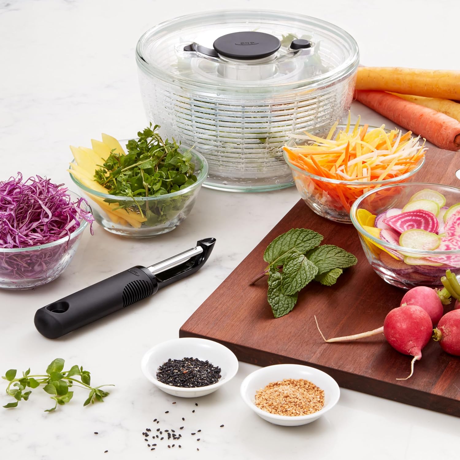 OXO - Essoreuse à salade Good Grips GM, grande capacité, transparente, 1351680