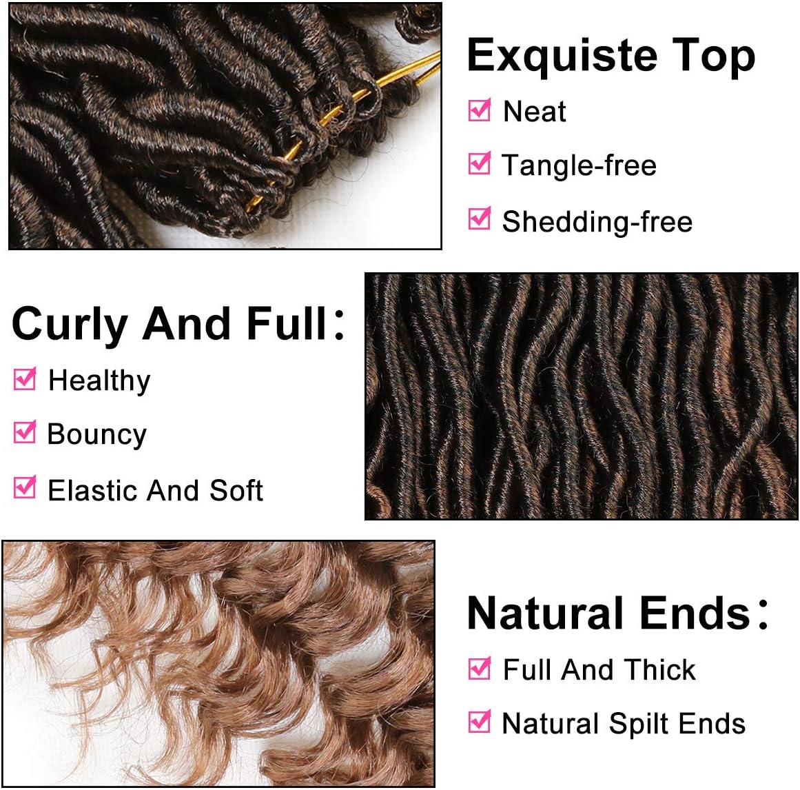 Xtrend - extensions dreadlocks crochet 36cm - lot 6 paquets, pointes bouclées, 20 mèches/paquet, T30#