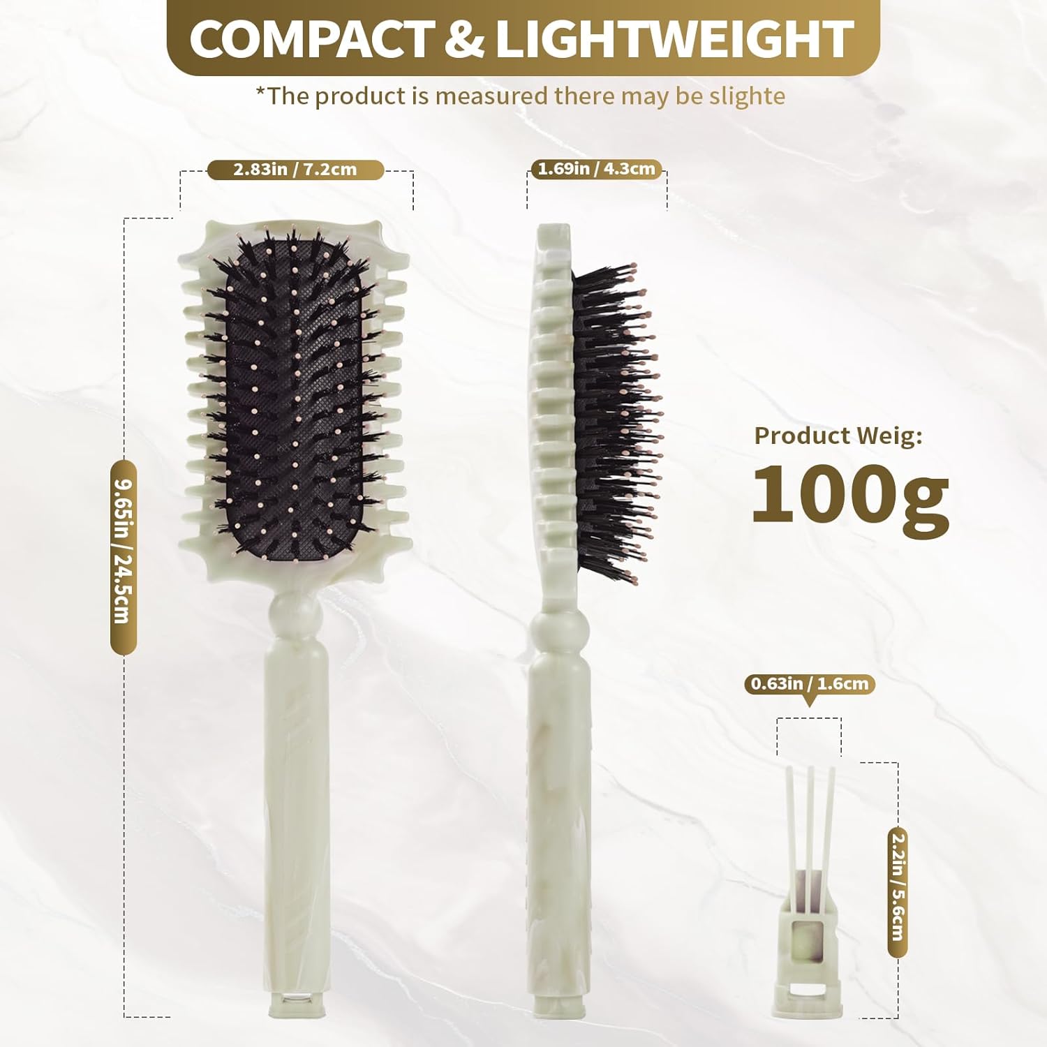 Brosse coiffante - brosse à boucler cheveux - beige - réduit frisottis, fixe boucles, nettoyage à griffes
