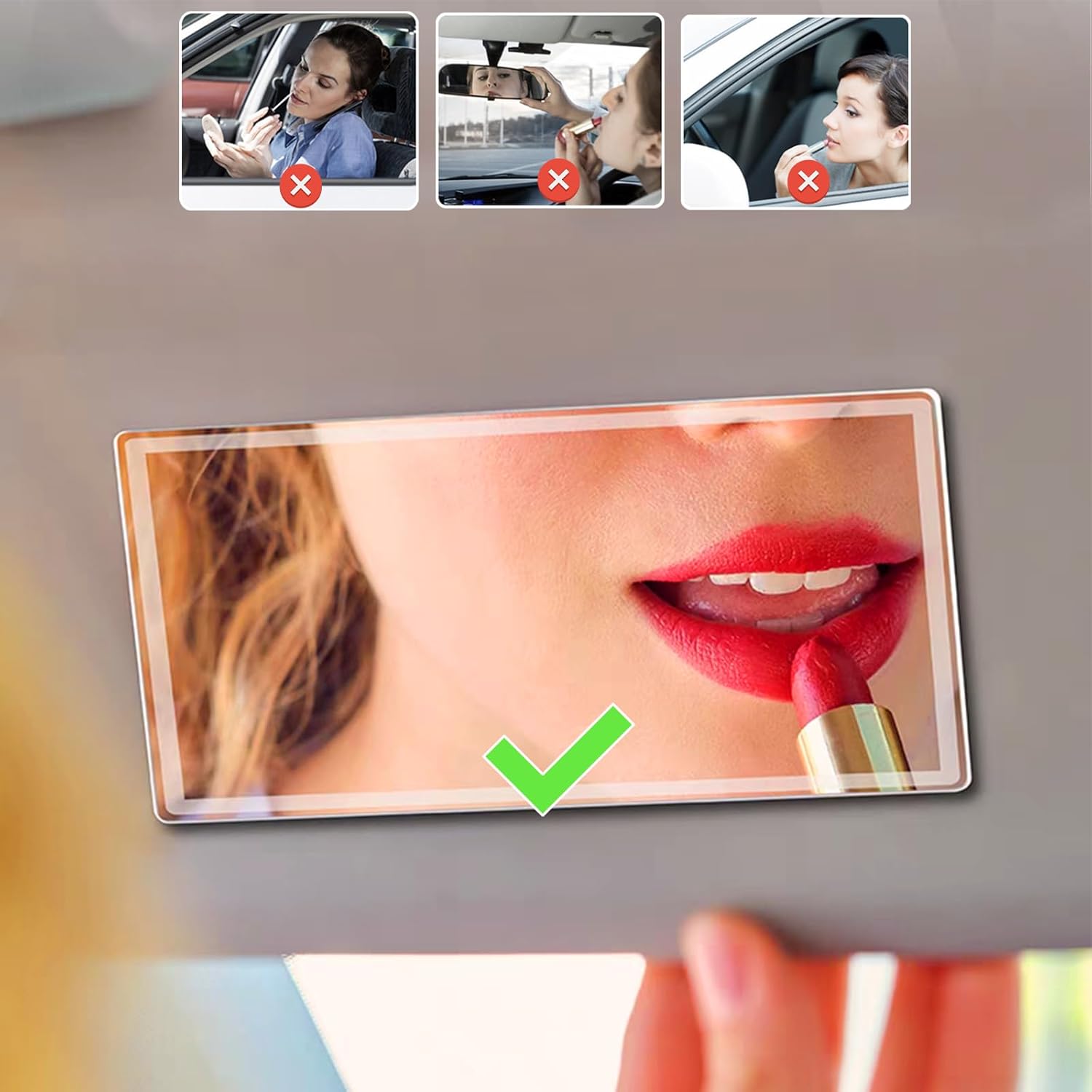 Miroir de maquillage HD auto-adhésif, inox, compact, carré, portable