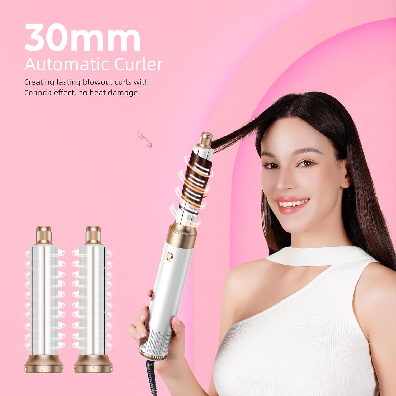 Brosse coiffante 6 en 1, 1000W, sèche-cheveux, air chaud