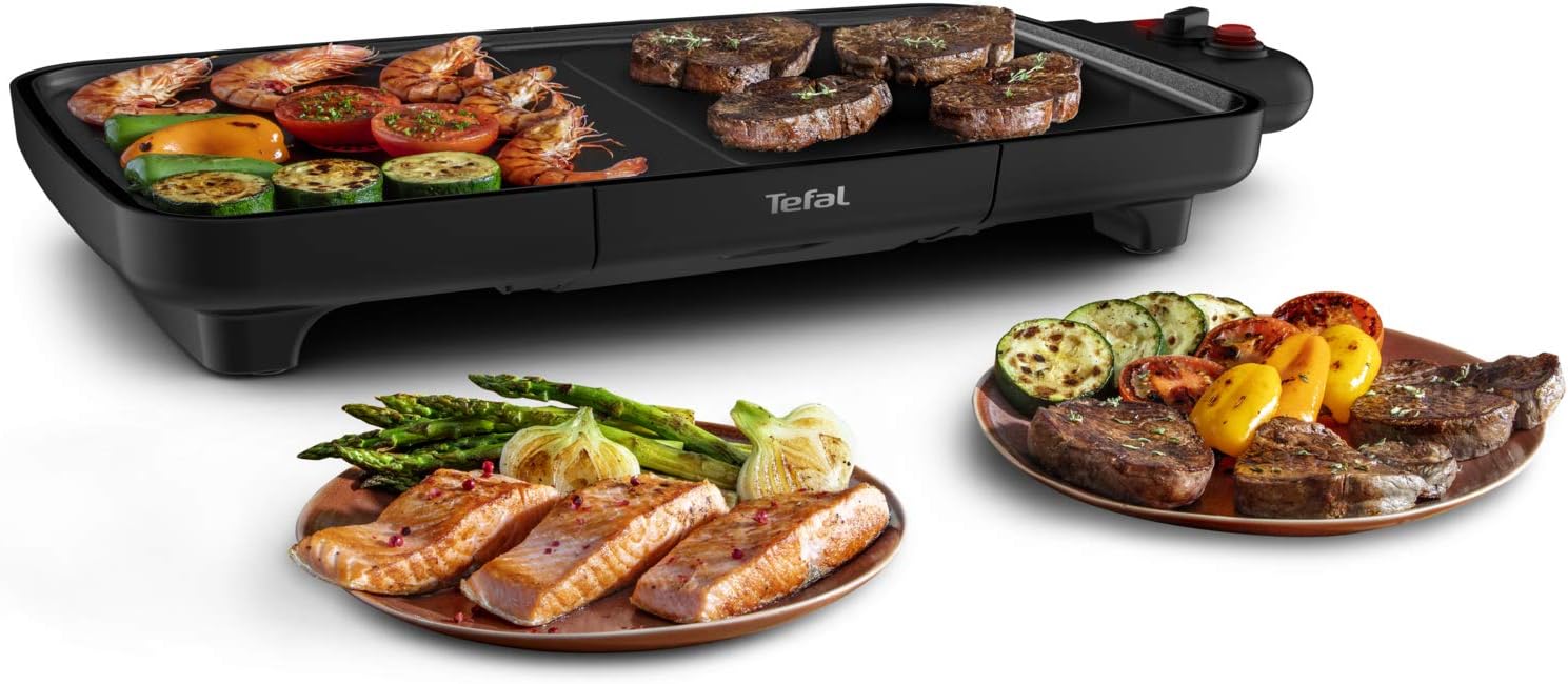 Tefal - Booster Series - grande surface - 2 zones, 2200W, thermostat réglable, antiadhésif, CB642800