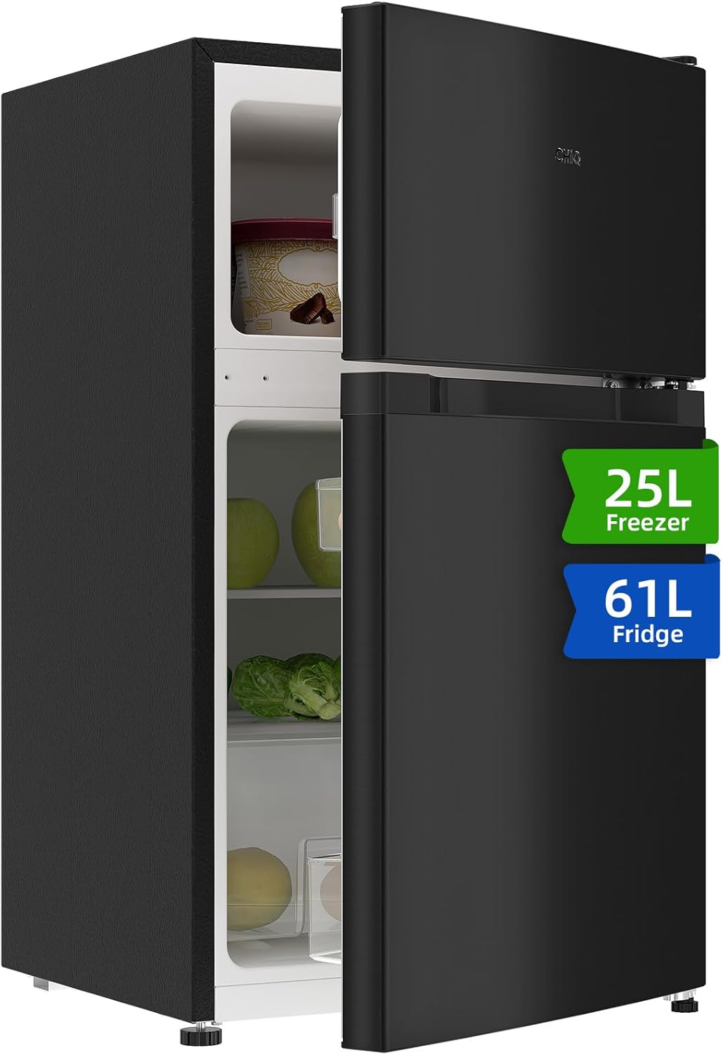 CHIQ - réfrigérateur congélateur haut, 86L, portes réversibles, congélateur 4*, machine à glaçons, classe E