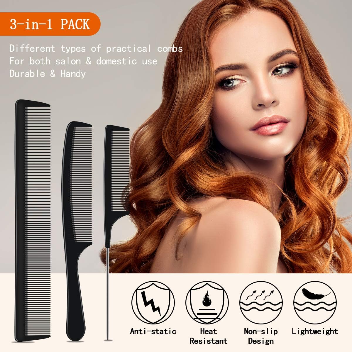 URAQT - set de 3 brosses/coiffants - antistatique, pro salon