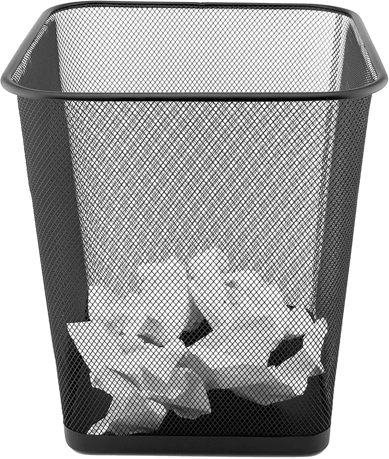 D.RECT - Poubelle bureau treillis métal 18L - noire, résistante