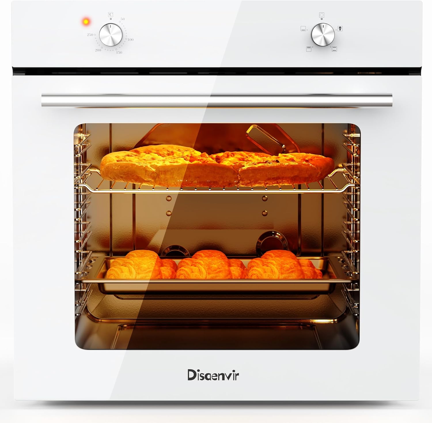 Disaenvir - four encastrable blanc 60 cm - vapeur, pizza, 65L, 3D, 4 fonctions