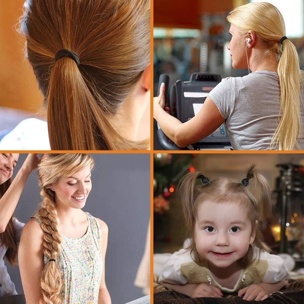 Liens de cheveux – lot de 100 – 2mm – élastiques noirs mini, enfants et mariages
