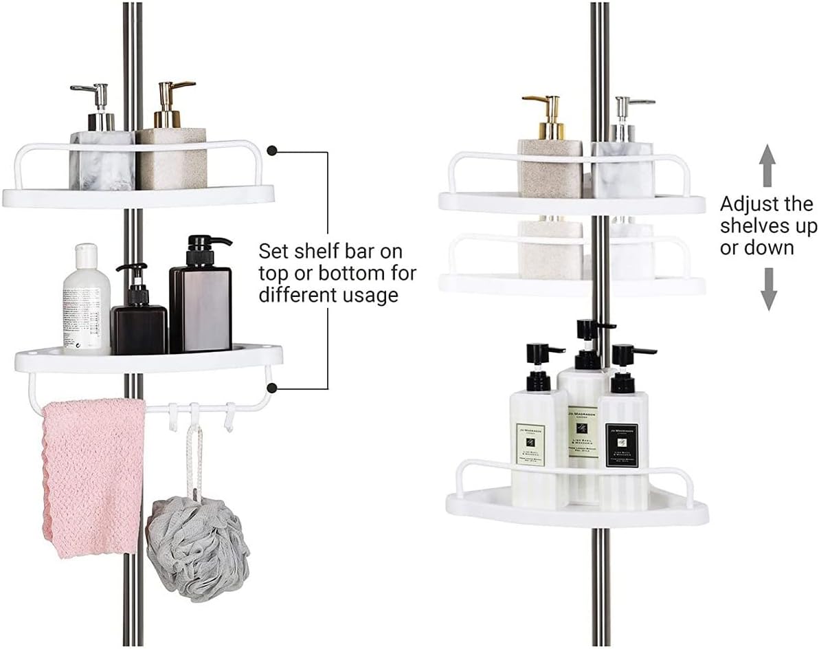 SONGMICS - étagère de douche réglable, 95-300cm, inox, 4 niveaux, BCB02SW