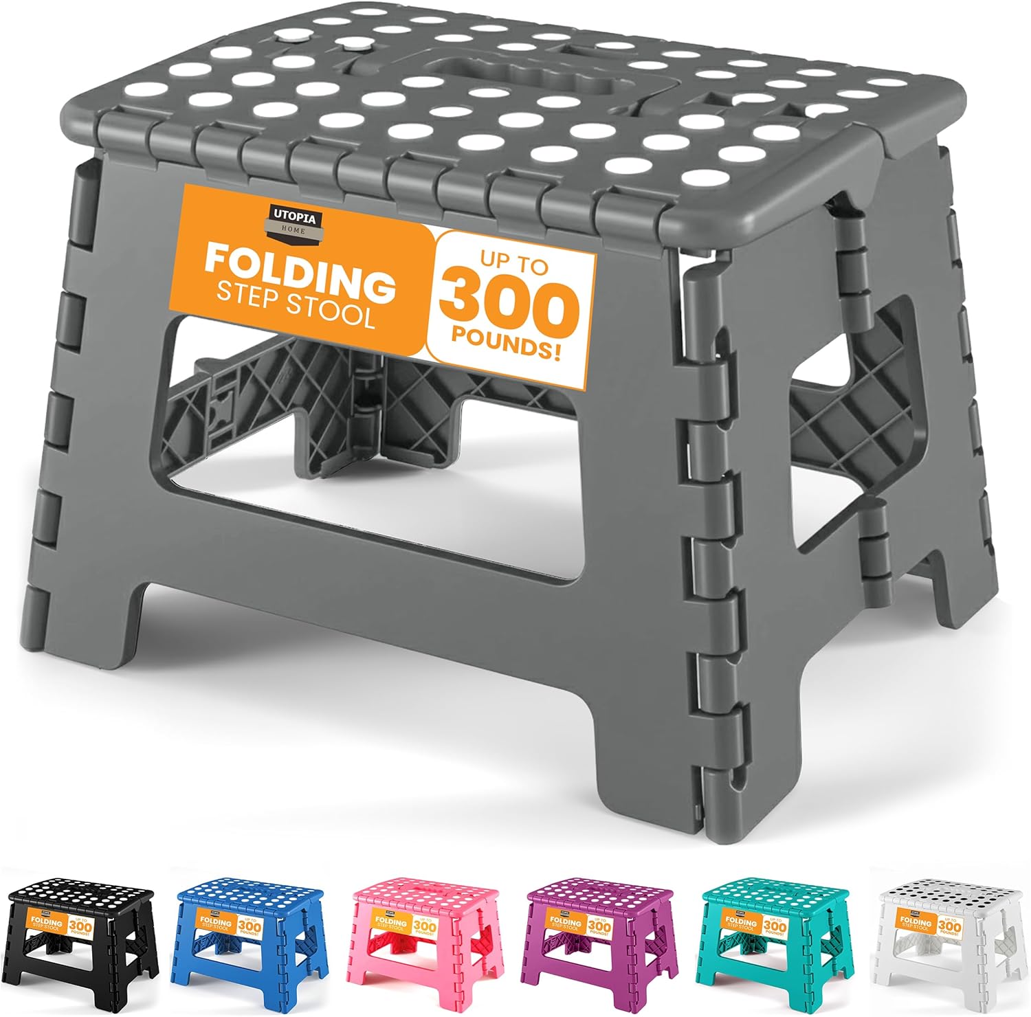 Utopia Home - tabouret pliant 23 cm - antidérapant, portable, 136 kg