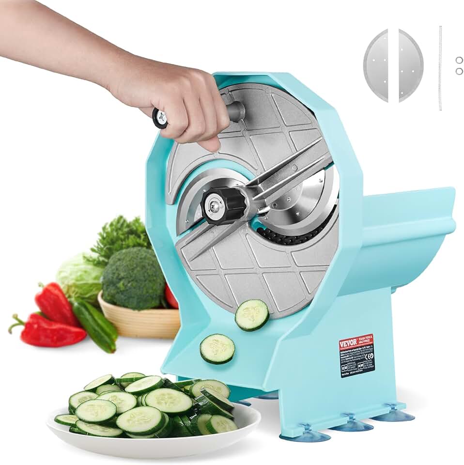 VEVOR - trancheuse manuelle légumes/fruits - ép. réglable 0-12 mm - lames inox, double ports