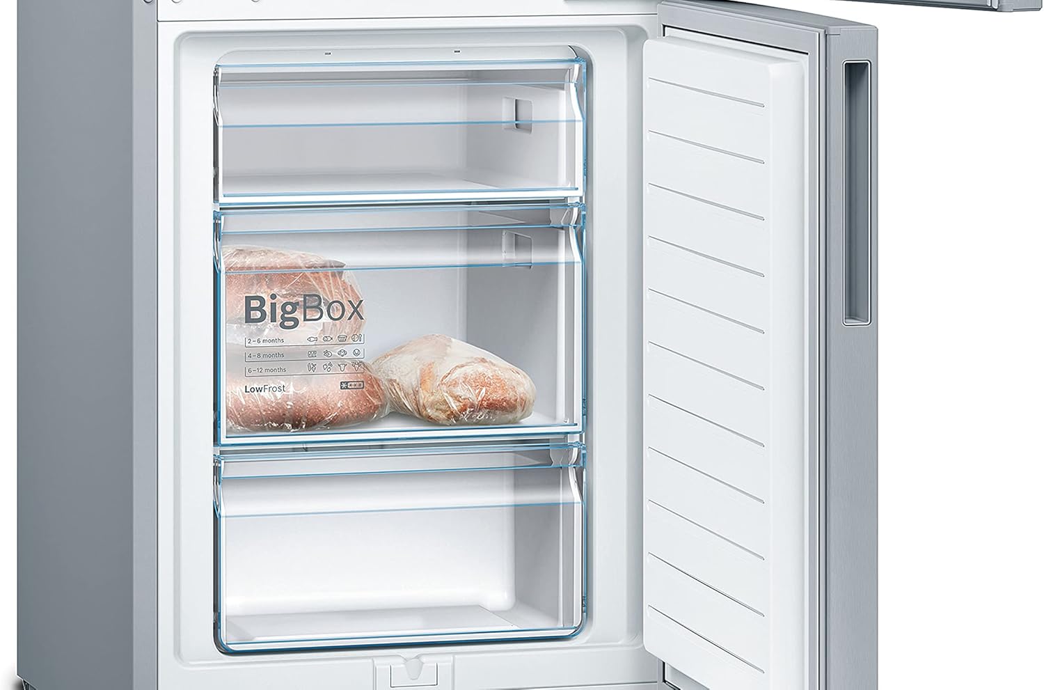 Bosch - réfrigérateur congélateur Série 4 - 186x60cm, 214L/94L, inox - KGV36VLEAS