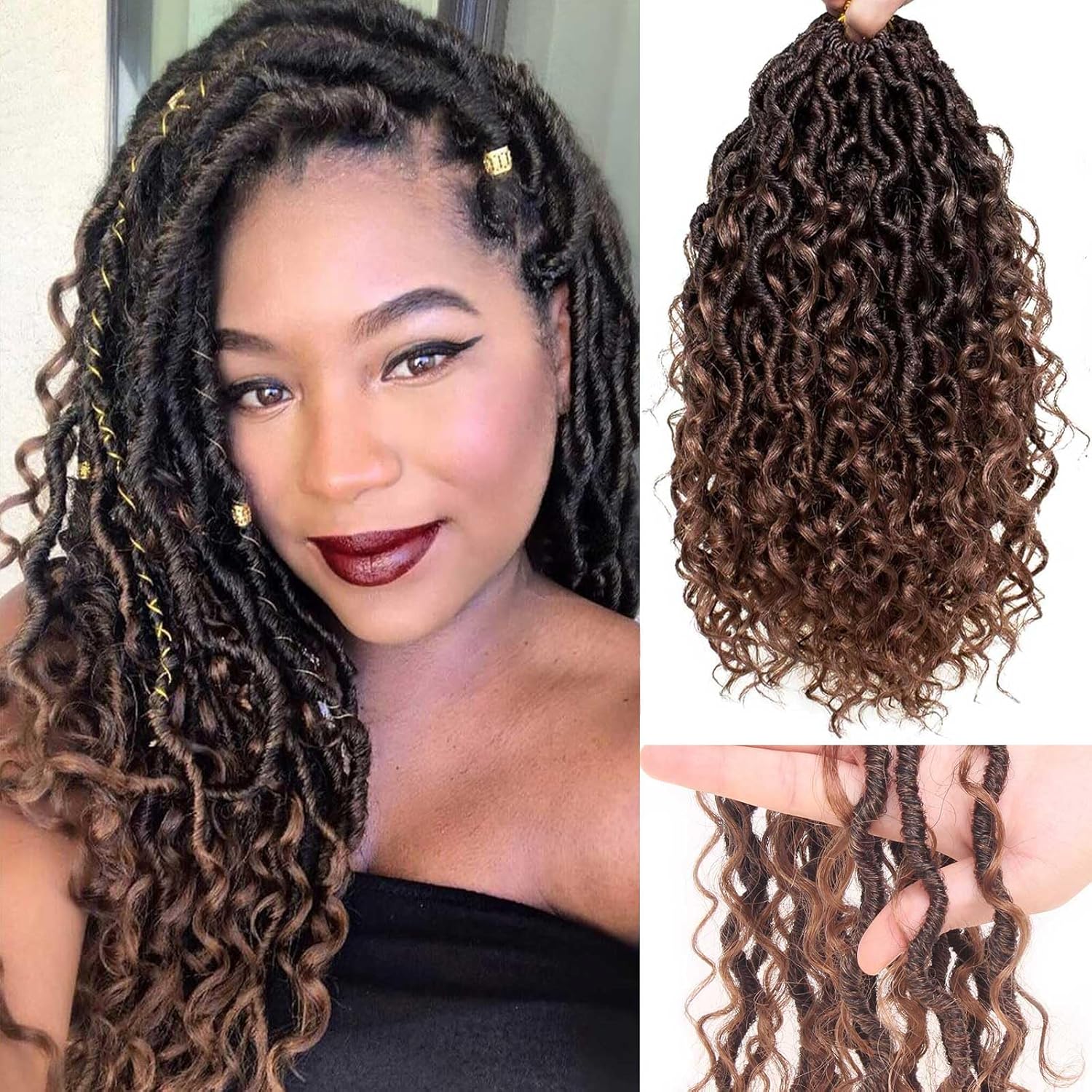 Xtrend - River Faux Locs - 10 pouces - 8 paquets cheveux bouclés T30#