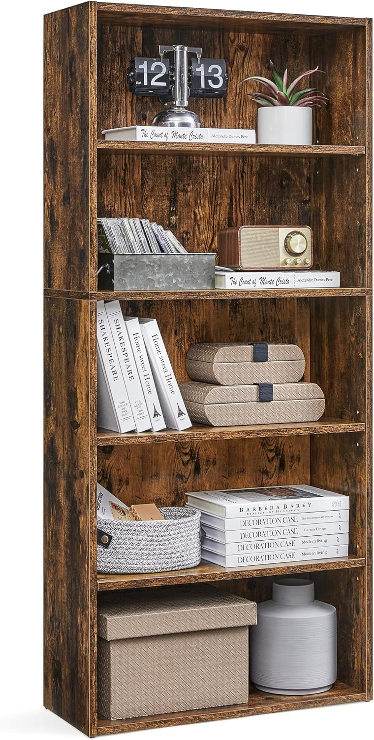 VASAGLE - Bibliothèque (LBC165X01) - 24x60x134,2 cm - 5 niveaux, marron rustique