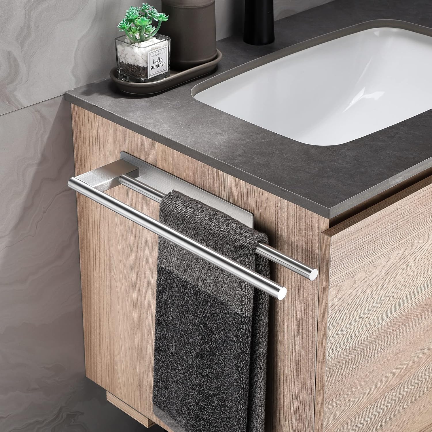 Porte-serviettes - double barre inox 304 - autoadhésif, mural, 40cm