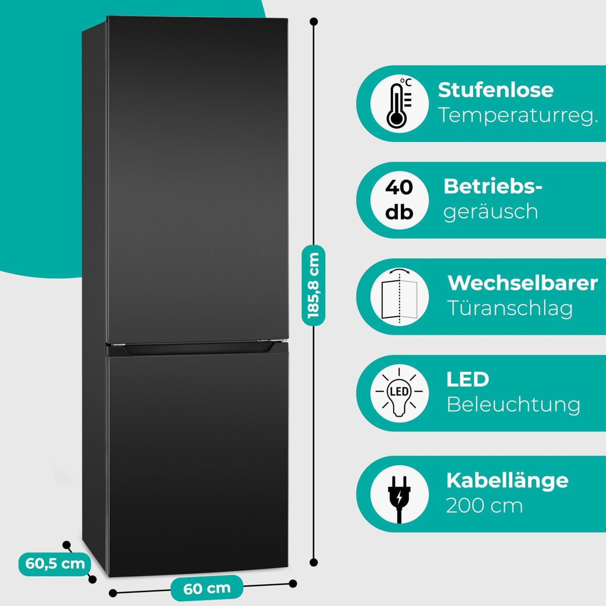 Bomann -  315L - LED, porte réversible, Noir