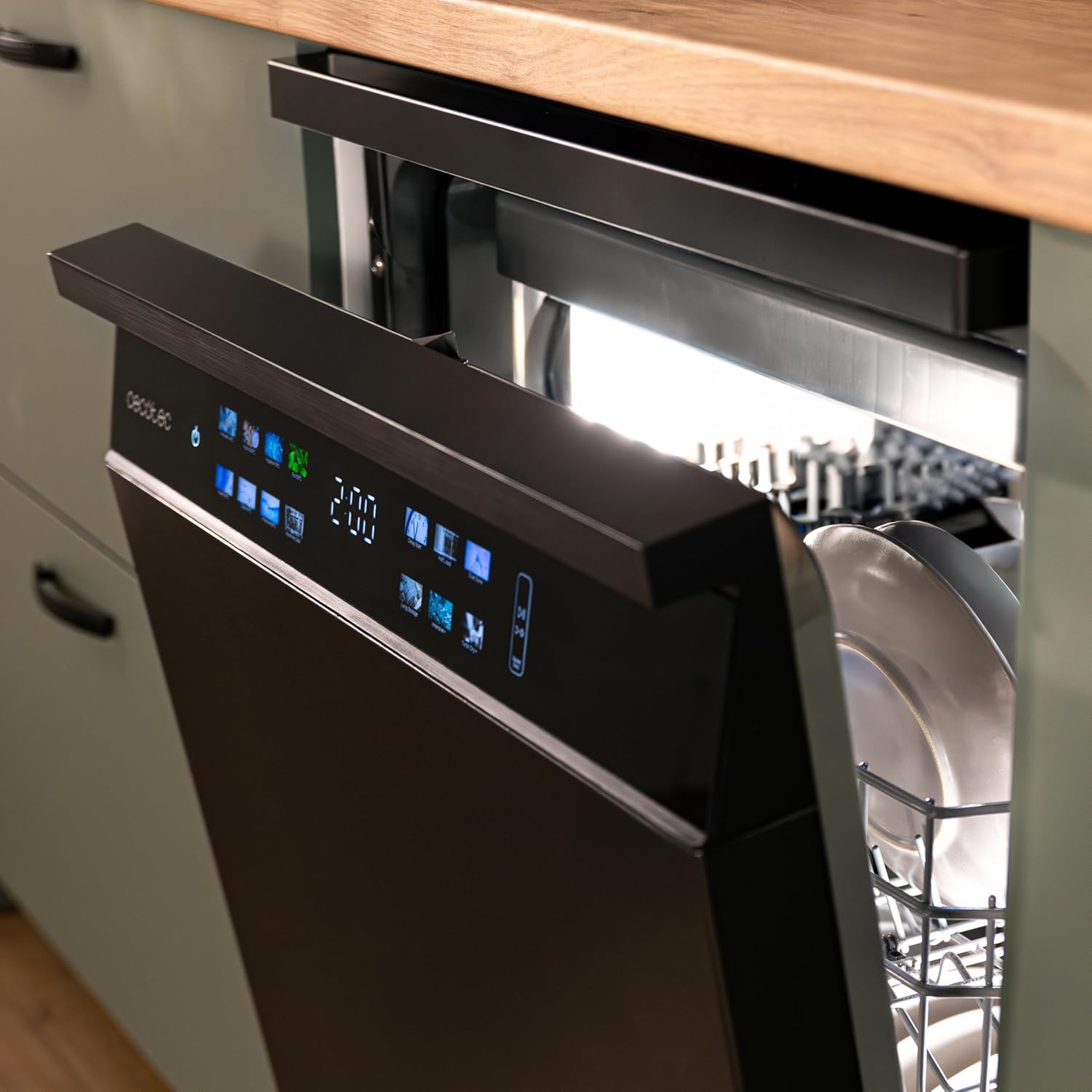 Cecotec - Bolero Aguazero 6700 Dark B - 60cm - 15 couverts, Classe B, moteur Inverter, Double Zone, Turbo Dry+