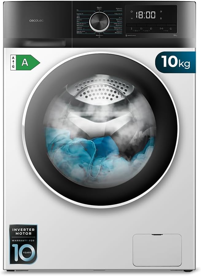Cecotec - Bolero Dresscode (série 10500) - 10kg, 1400rpm, moteur inverter, vapeur, efficacité A