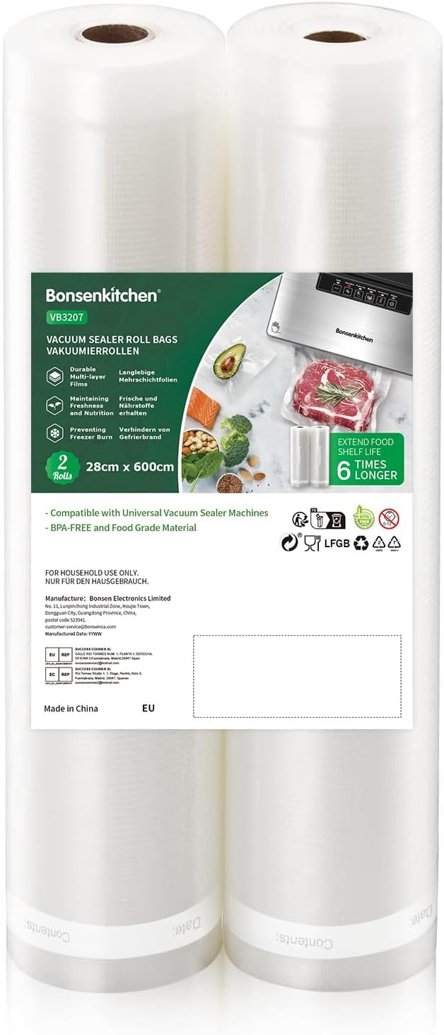 Bonsenkitchen - rouleaux sous vide 28x600cm - sans BPA, conservation aliments VB3207