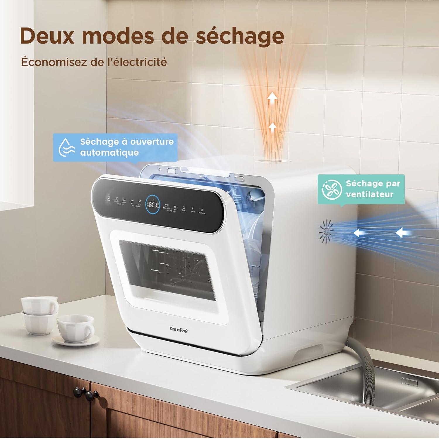 COMFEE' - compact 3 couverts - 7 programmes, écran LED,