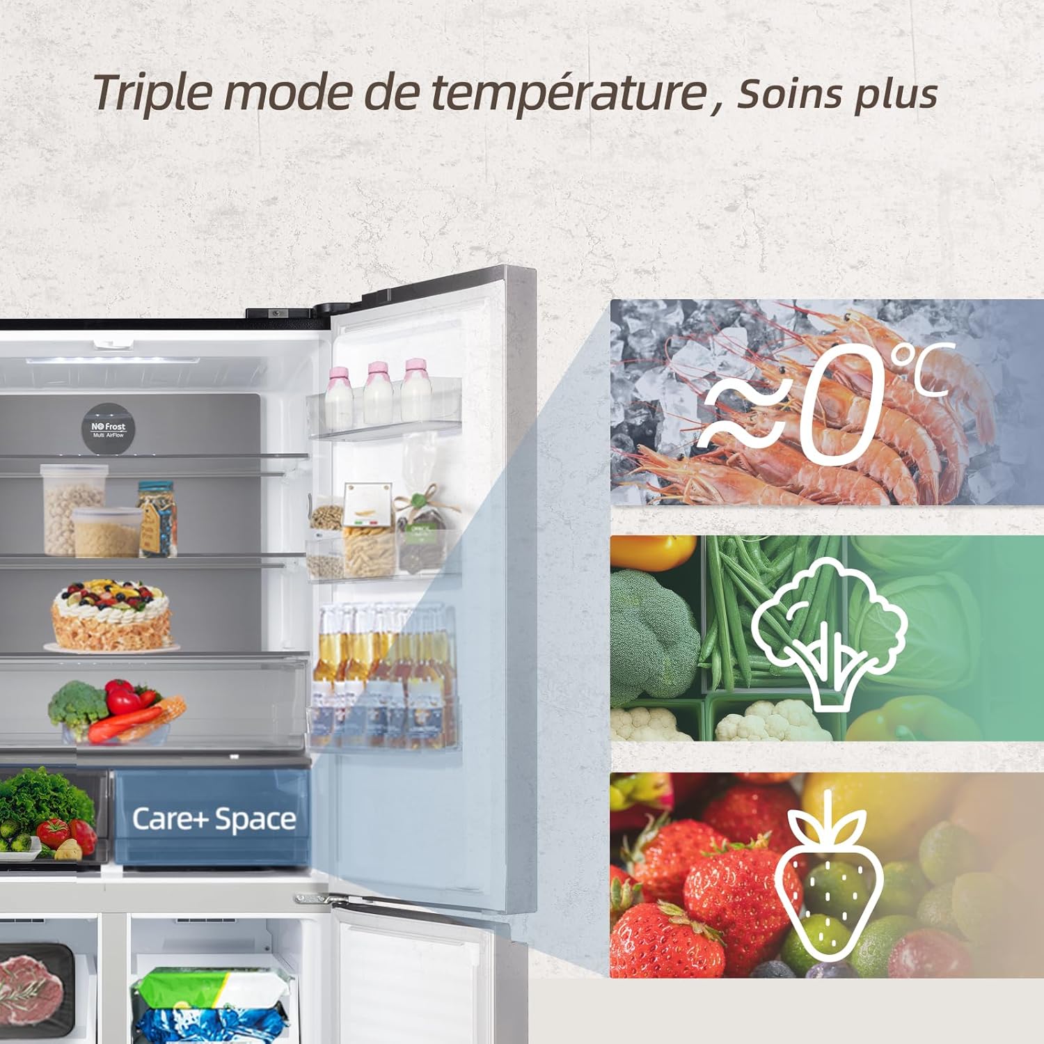 CHIQ - multiportes série - 182cm, 415L, inox, Smart Inverter, CCD415NEI4E