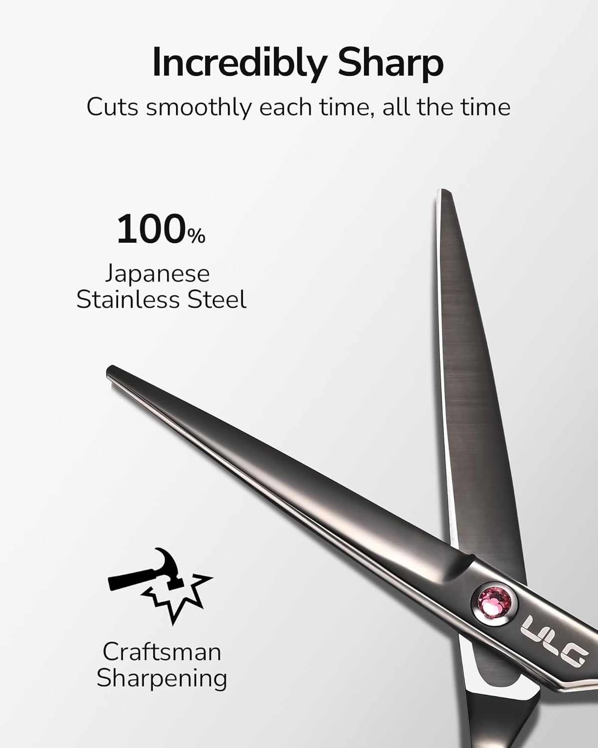 ULG - ciseaux de coiffure pro - 16,5 cm - acier inox, lame rasoir noir