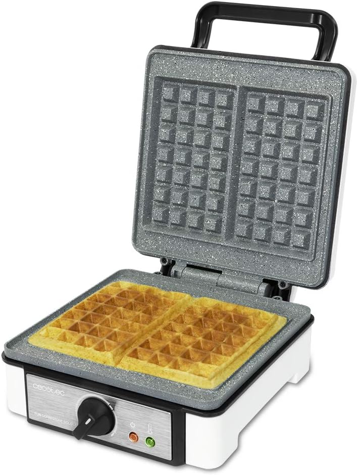 Cecotec - Fun Gofrestone Double - grand format - 1200W, thermostat réglable, revêtement RockStone