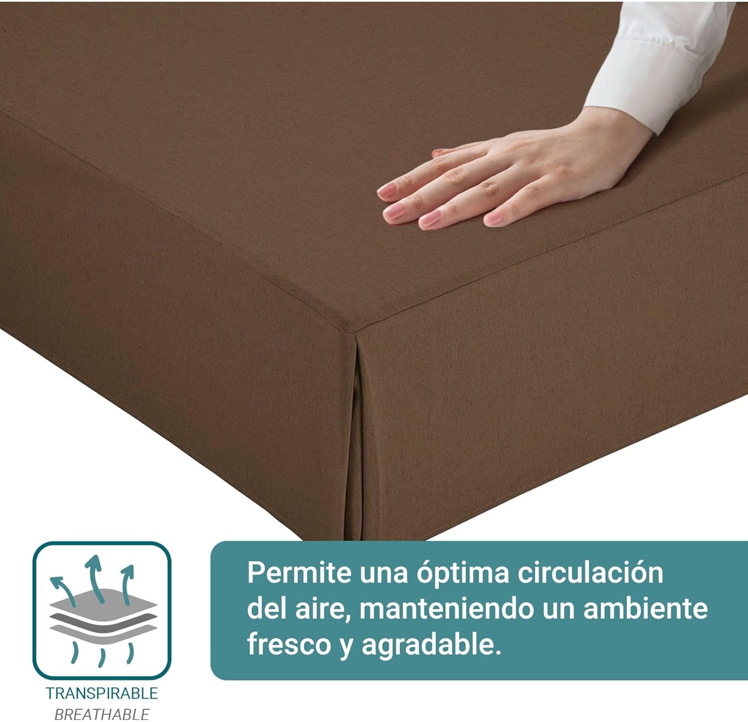 Drap-housse canapé 90x190/200 cm marron antidérapant respirant