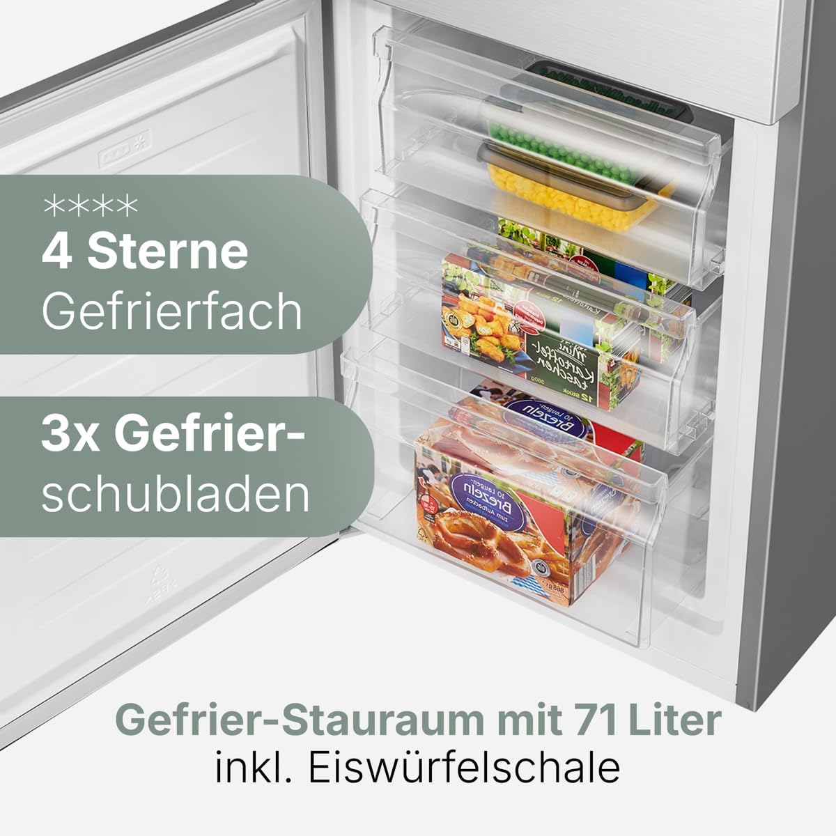 Bomann - 55cm, 268L, éclairage LED, inox