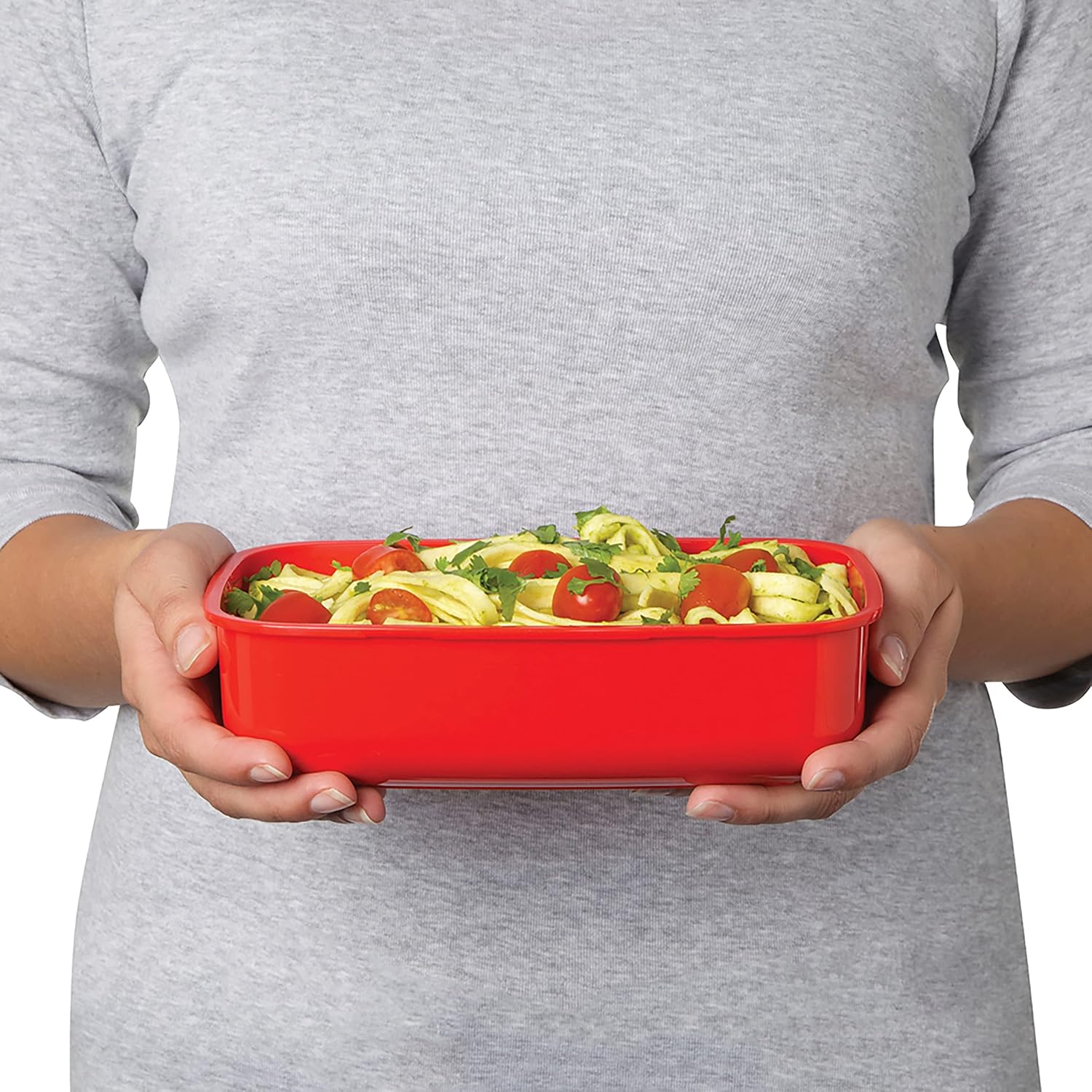 Sistema - récipient micro-ondes rectangulaire - 1,25L - sans BPA, rouge/transparant