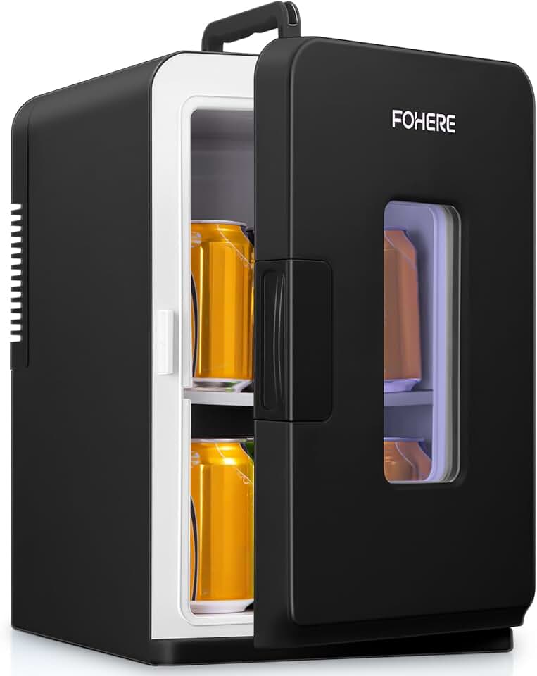 FOHERE - Mini frigo 15L compact, chaud/froid, 21 canettes, silencieux