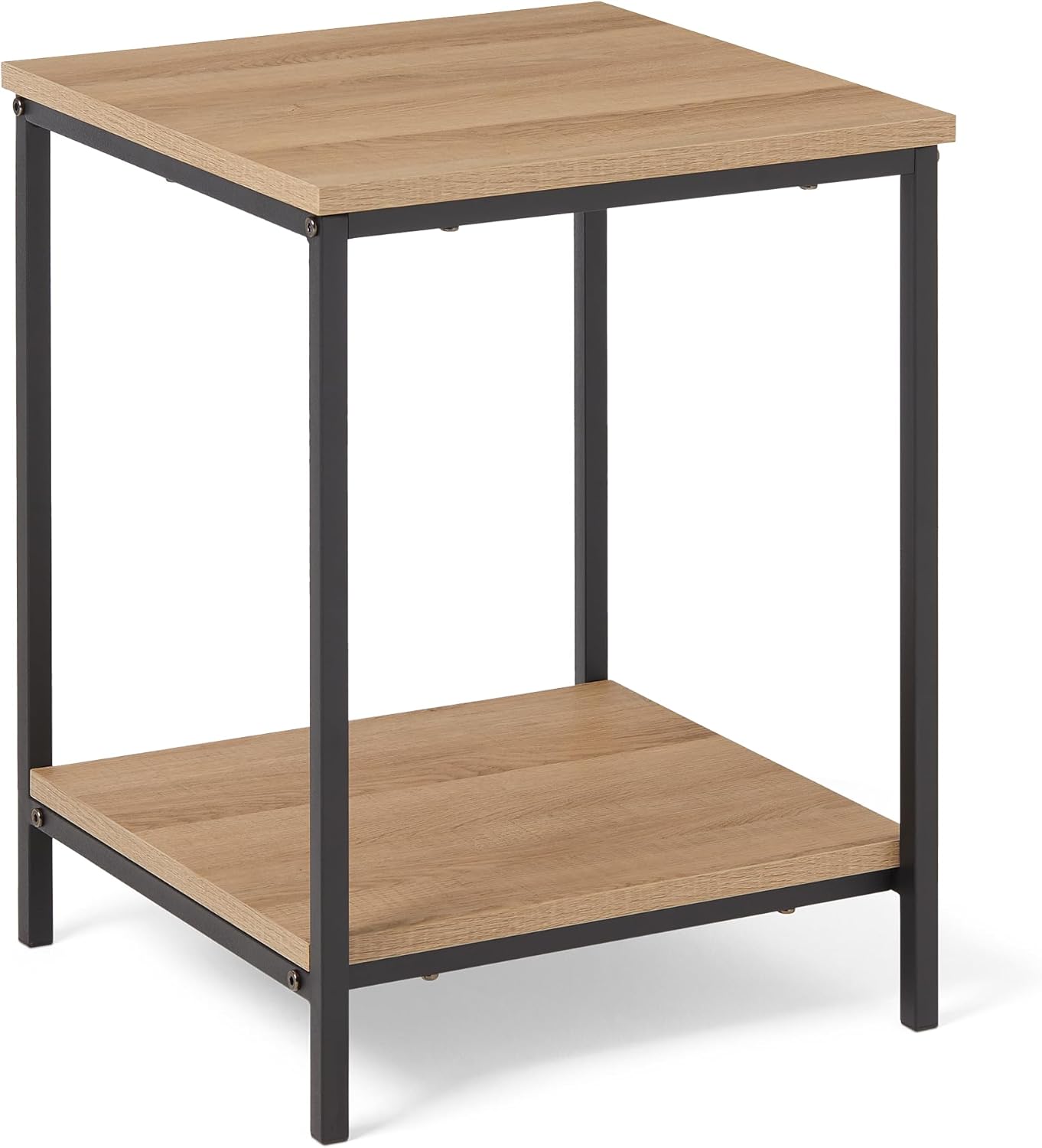 melyano Basics - Table d’appoint carrée 40x40x51cm - chêne, étagère inférieure, cadre acier