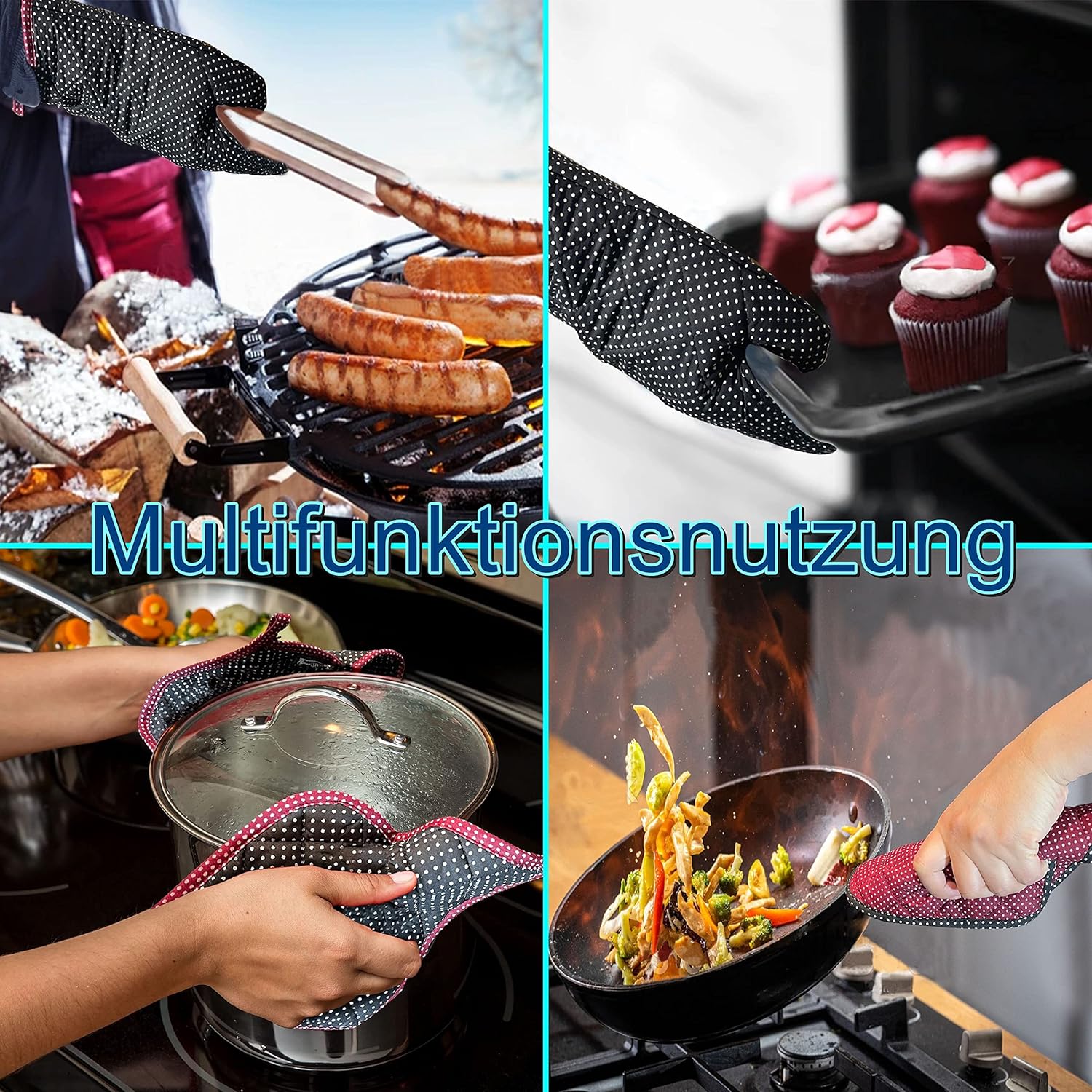 LEFUNDA - Tablier cuisine réglable, 3 poches, étanche, longues lanières