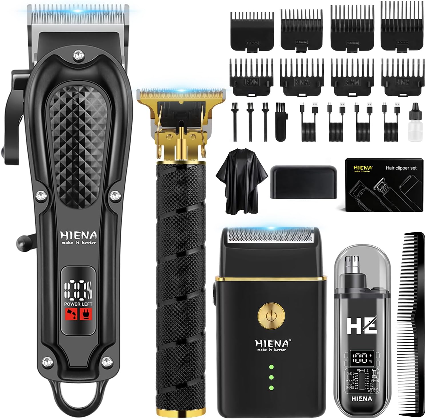 HIENA - PRO Tondeuse 4-en-1 - sans fil - multi-usage, kit complet