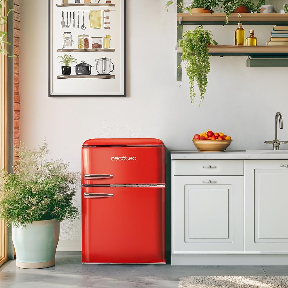 Cecotec - Bolero CoolMarket 2D Origin - 86L - No Frost, LED, classe E, Red, contrôle de température