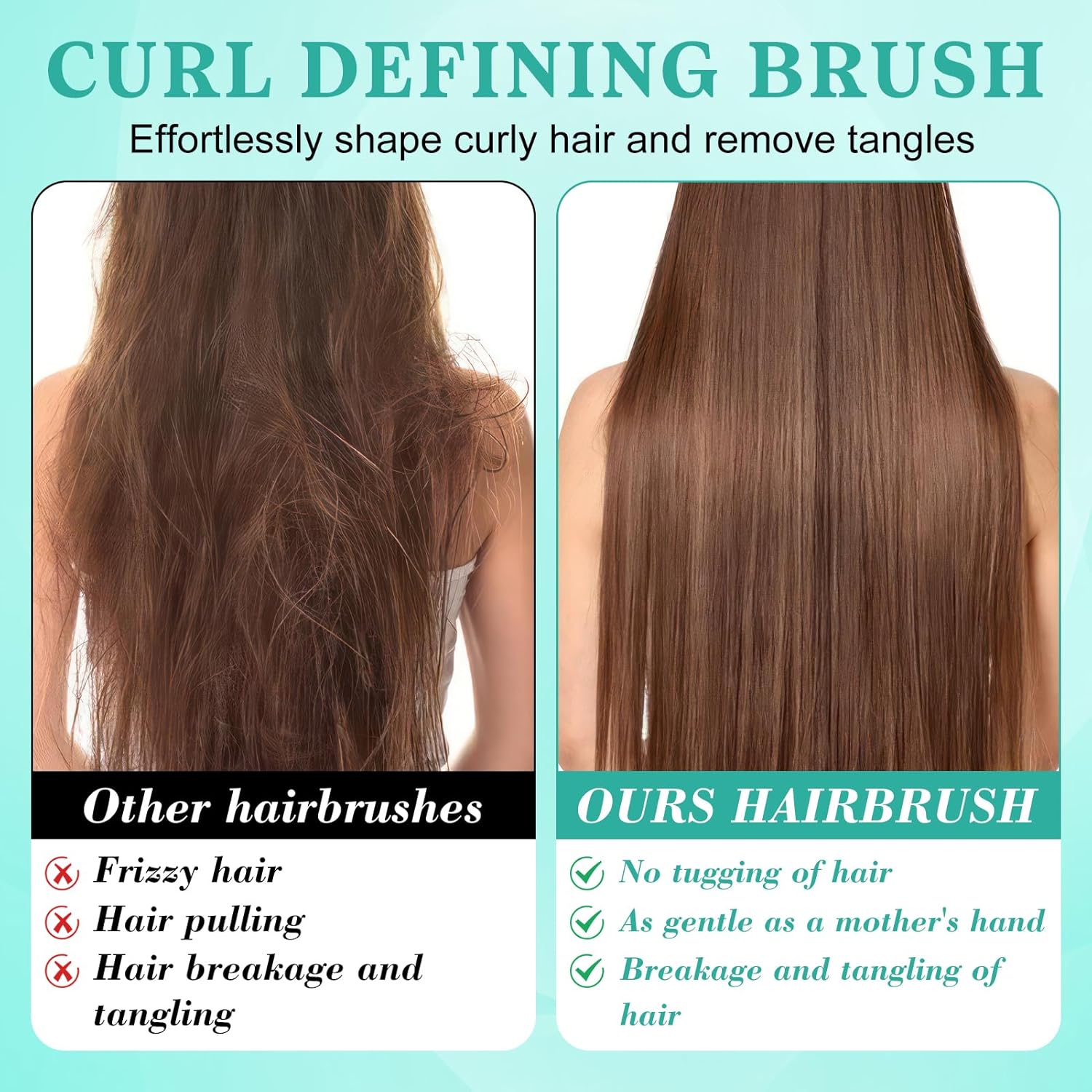 Brosse à friser - antistatique, aérée, cheveux secs/humides, boucles définies, vert