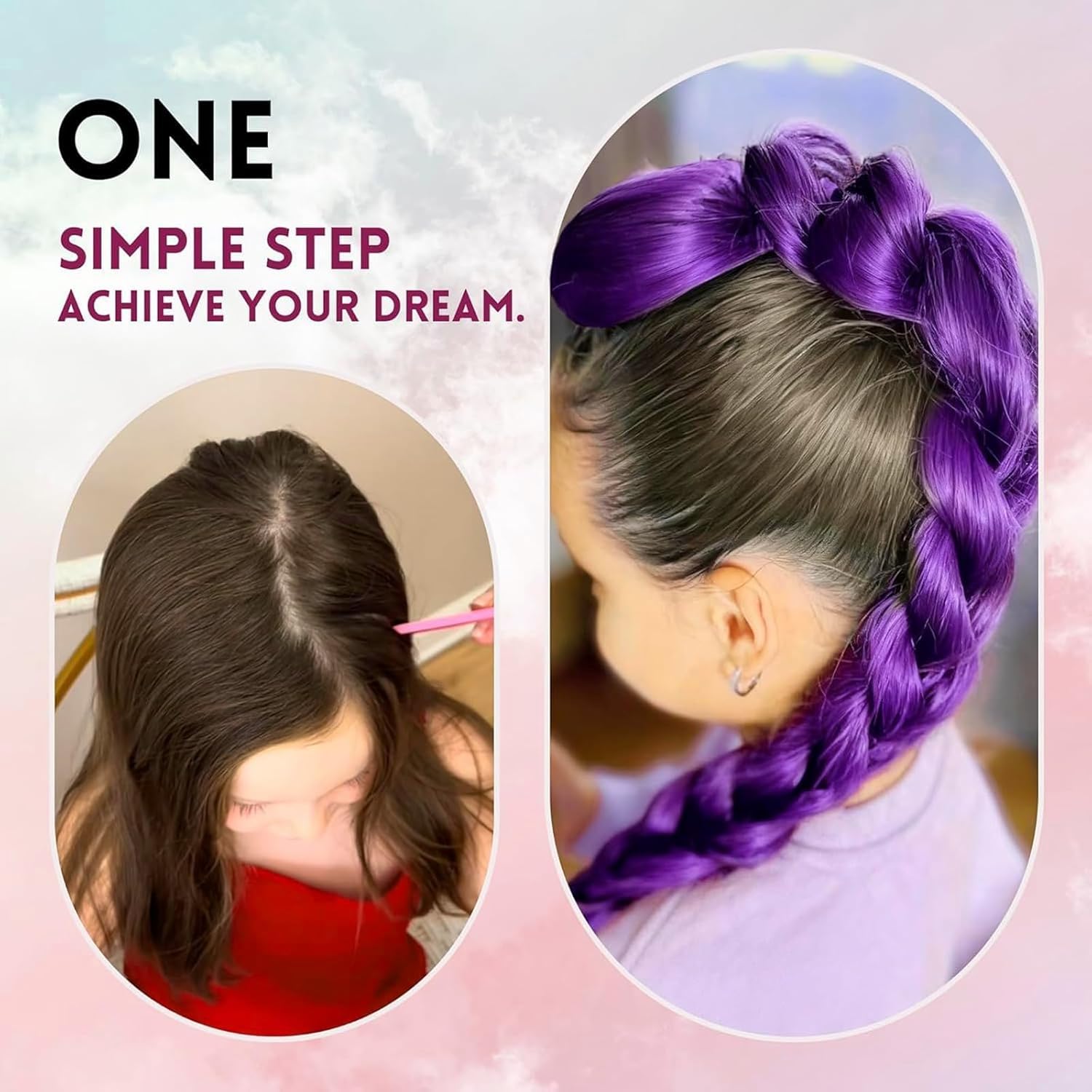 Extension cheveux - longs synthétiques violets 26