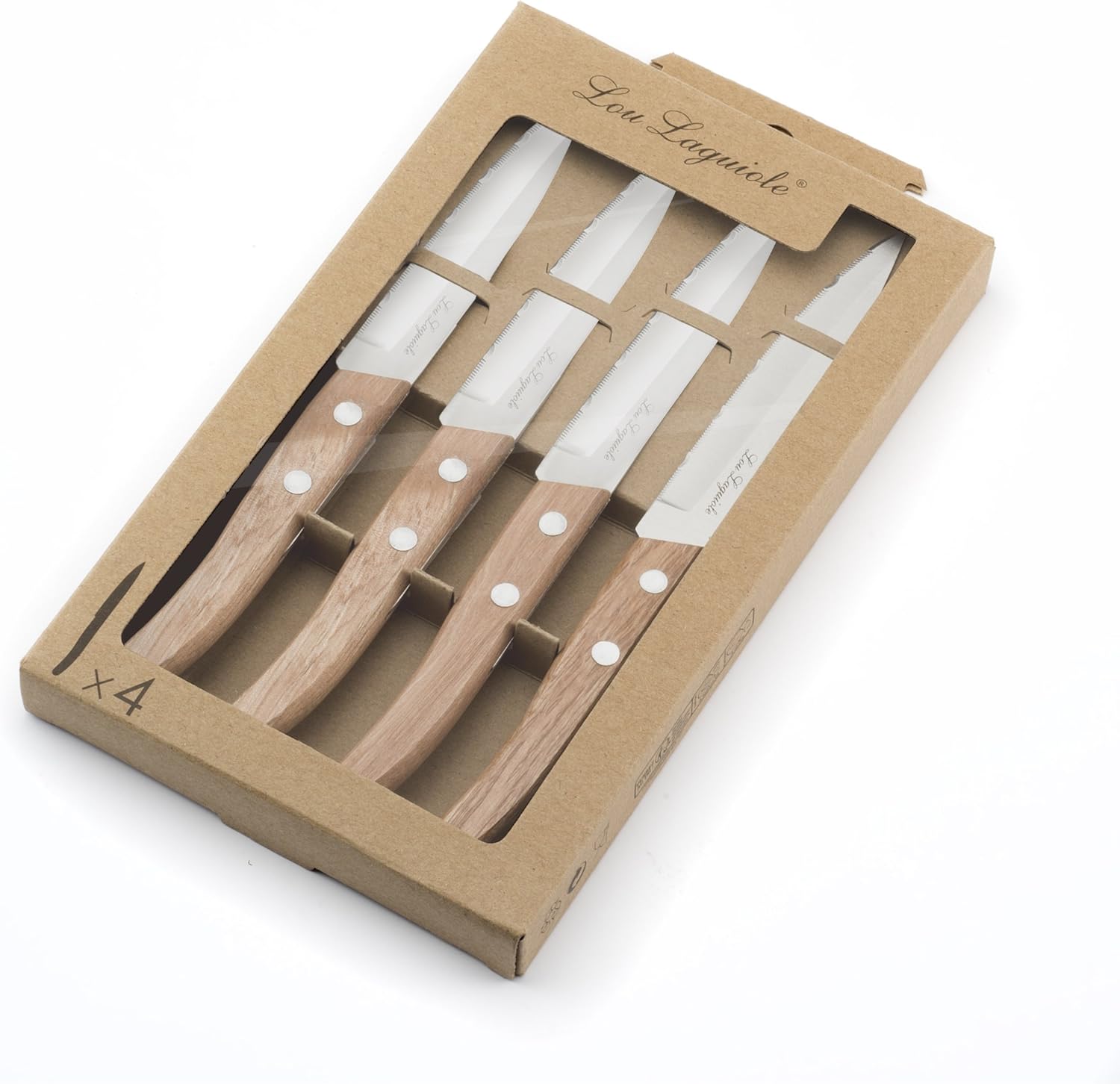 Lou Laguiole - Forest - 4 couteaux d'office - inox 13C, bois clair