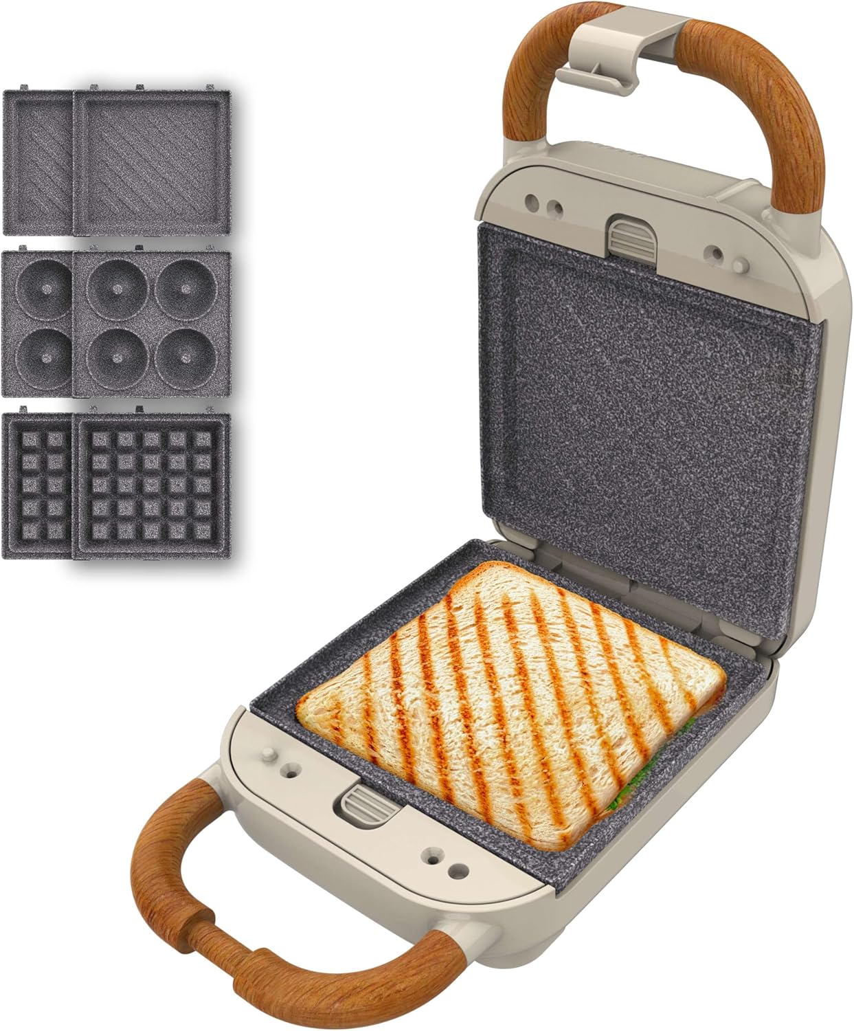 Cecotec - Rock'nToast Retro One - 700W, 3 plaques, revêtement RockStone